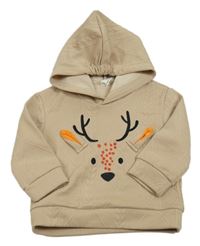 Béžová vzorovaná mikina so sobom a kapucňou SHEIN