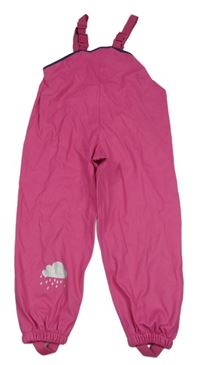 Tmavorůžové nepromokavé laclové kalhoty s obláčky 
