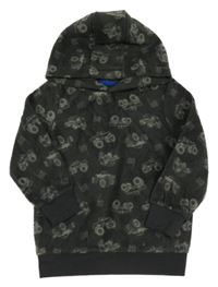 Tmavošedá fleecová mikina s monster trucky a kapucí Kiki&Koko