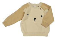 Smetanovo-svetlohnedý sveter s medvedíkom sinsay