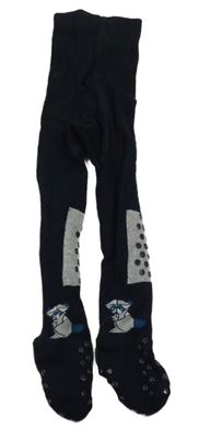 Tmavomodro-sivé pančuchy s mývalem lupilu