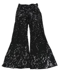Černé flitrové flare podšité kalhoty H&M