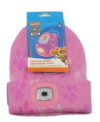 Nové - růžová pletená čepice s PAW PATROL - Skye a baterkou nickelodeon