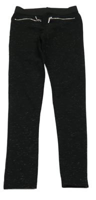 Čierno-strieborné melírované tregínové nohavice so zipy ORCHESTRA