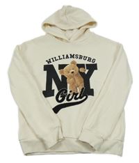 Smotanová tepláková mikina s medvedíkom a písmenky a nápismi a kapucňou C&A