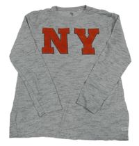 Sivo-čierna melírovaná mikina s písmenky YIGGA