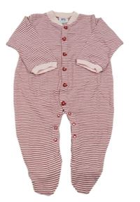 Svetloružová -červený pruhovaný overal