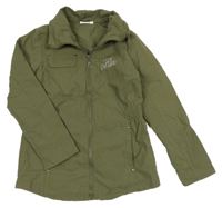 Khaki šušťáková jarná parka s nápismi HOT&SPICY