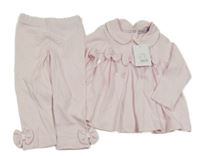 Nové - 2Set - Světlerůžová tunika s mašlemi a límečkem + tepláky Visara