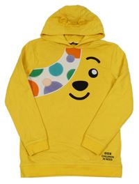 Tmavožltá mikina s medvídkem Pudsey a kapucňou s uškami George