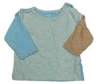 Mentolovo-světlemodro-hnědé melírované triko M&S