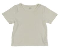 Smetanové žebrované crop tričko SHEIN