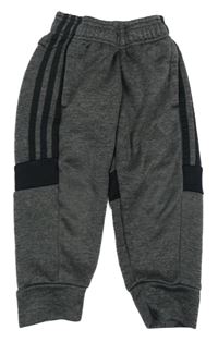 Tmavošedo-černé melírované thermo tepláky Adidas