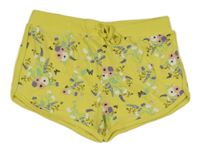 Žlté teplákové kraťasy s kvietkami a motýlikmi Y.F.K.