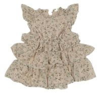 Svetloružové šifónové šaty s kvietkami a volánikmi H&M