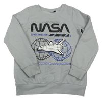 Sivá mikina s raketou a nápisem NASA