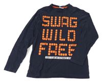 Tmavomodré tričko s nápismi YIGGA