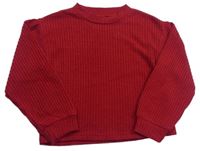 Červené rebrované úpletové tričko so stojačikom Shein