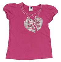 Ružové tričko so srdiečkom s nápismi M&Co.