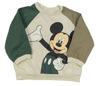 Béžovo-hnedo-zelená mikina s Mickeym H&M