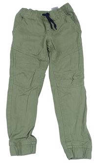 Khaki plátěné cuff kalhoty Kids