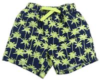 Tmavomodré šušťákové kraťasy s palmami zn. Primark