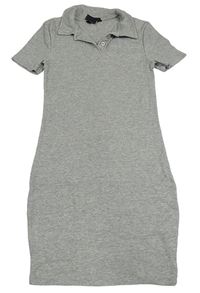 Sivé melírované rebrované elastické polo šaty New Look