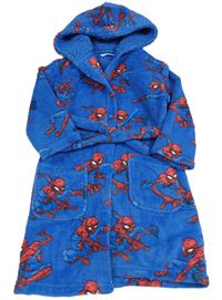 Modrý chlupatý župan se Spidermanem a kapucí M&S