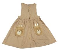 Hnedé plátenné prepínaci šaty s vreckami s králikmi LC Waikiki