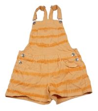 Oranžové pruhované riflové dungaree laclové kraťasy Denim Co.