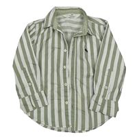 Kaki-biela pruhovaná košeľa s výšivkou H&M