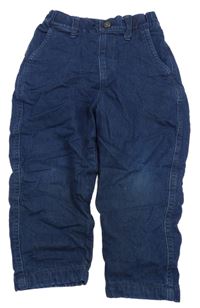 Tmavomodré zateplené rifle Uniqlo