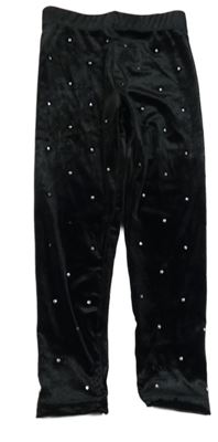 Čierne zamatové legíny s kamienkami Dunnes