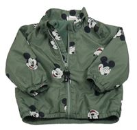 Khaki šusťáková lehce zateplená bunda s Mickeym H&M