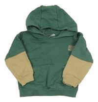 Zeleno-piesková á mikina s nápisom a kapucňou Ergee