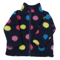 Tmavomodrá puntíkatá huňatá propínací mikina E-Vie