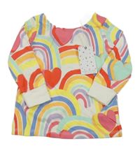 Nové - Smetanovo-farebné pyžamové tričko s duhami a srdiečkami Next