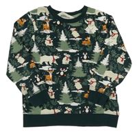 Tmavozelená mikina so zvířaty H&M