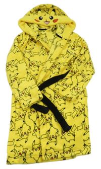 Žlutý chlupatý župan s Pikachu a kapucí