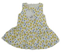 Nové - Biele kvetované šaty s mašlou