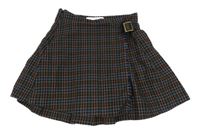 Čierno-hnedo-zelená kockovaná zavinovací sukňa Zara