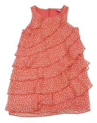 Červené šifónové vrstvené šaty so srdiečkami Dopodopo