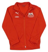 Červená sportovní propínací mikina s potiskem Puma