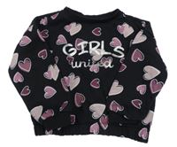 Čierna mikina so srdiečkami a nápisom Dopodopo