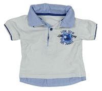 Bielo-modré polo tričko s potlačou Early Days