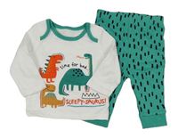 Bielo-zelené pyžama s dinosaurami Nutmeg