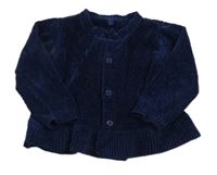 Tmavomodrý prepínaci žinylkový sveter s volánikom M&S