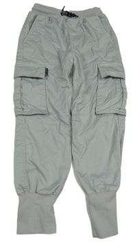 Šedé plátěné cuff kalhoty s kapsami Reserved