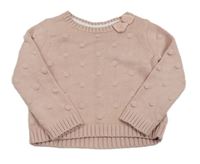 Svetloružový 3D bodkovaná ý sveter s mašličkou ISAAC MIZRAHI