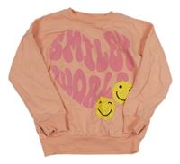 Meruňková mikina s nápisem a smajlíkem 